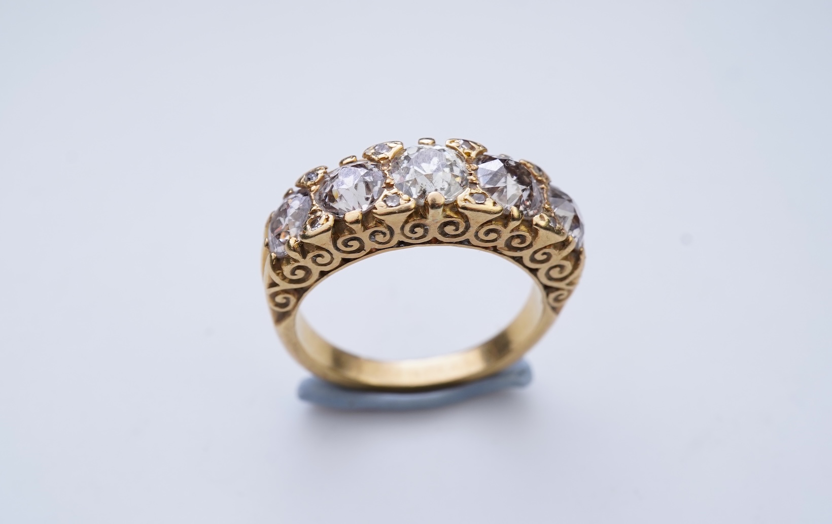 A five-stone diamond ring, circa 1900